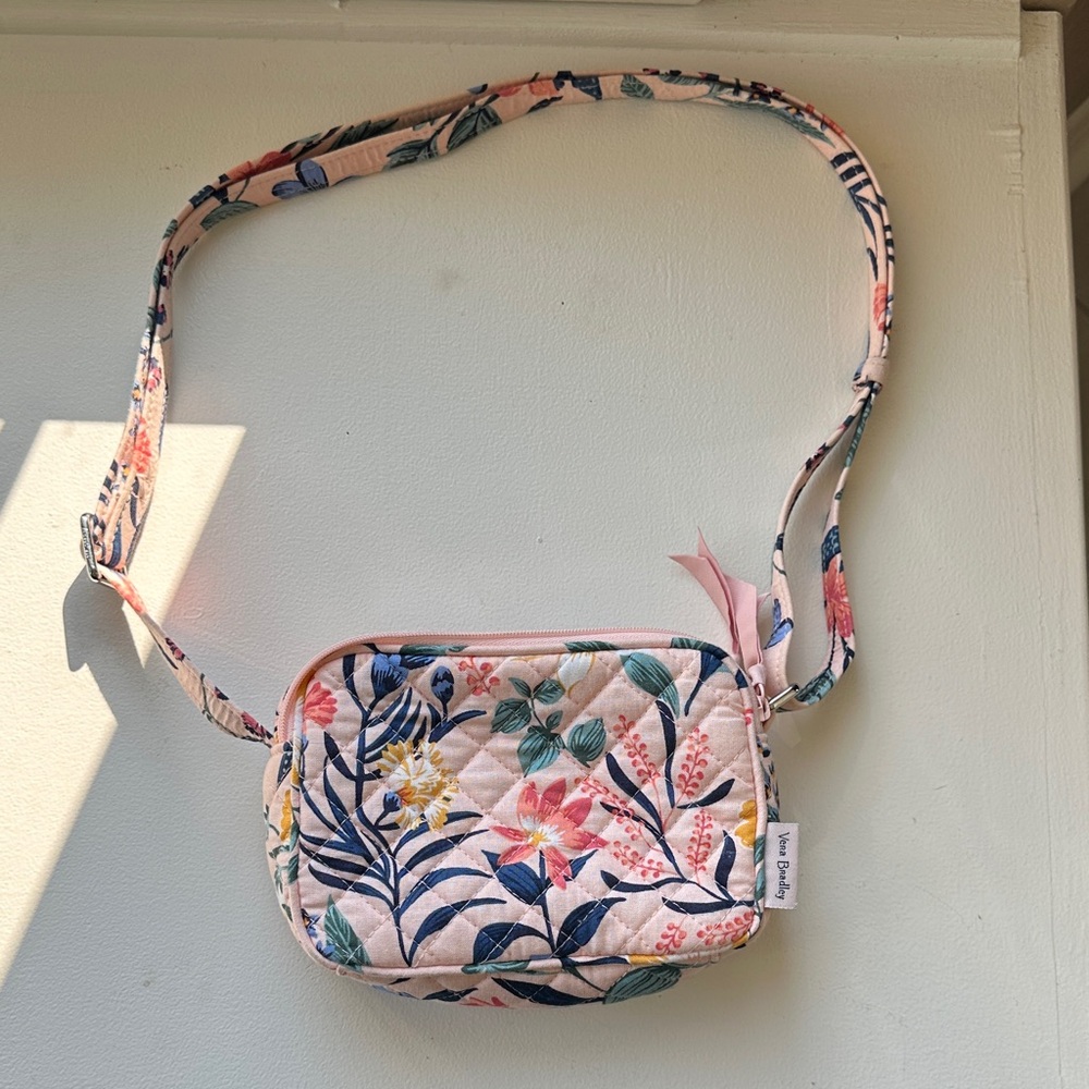 Vera Bradley Floral Pink Crossbody Bag. Mini